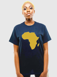 Women's T-Shirt - Black T-Shirt with Gold Vinyl Africa Map