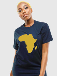 Women's T-Shirt - Black T-Shirt with Gold Vinyl Africa Map