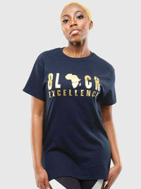 Women's T-Shirt - Black T-Shirt with Gold Vinyl Black Excellence