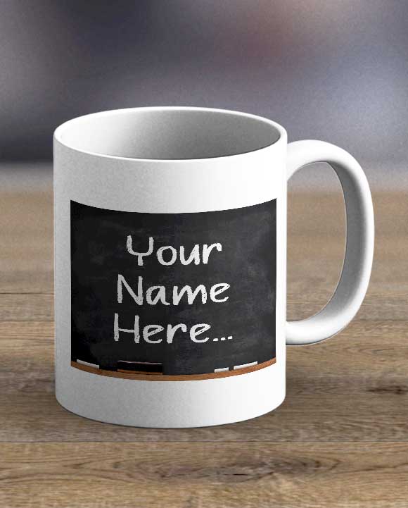Coffee Mugs & Tea Cups - Personalised Blackboard With Name And Message Print Mug