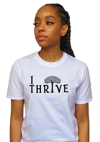 Women's T-Shirts - Black T-Shirt with White Vinyl I Thrive