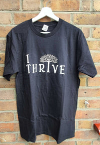 Women's T-Shirts - Black T-Shirt with White Vinyl I Thrive