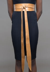 Handmade Leather Obi Belts - Tan Leather Obi Belt