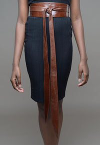 Obi Leather Belts - Dark Brown Leather Obi Belt