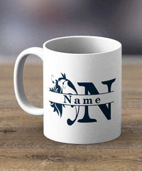 Coffee Mugs & Tea Cups - Monogram With Personalised Initial and Name Print Mug