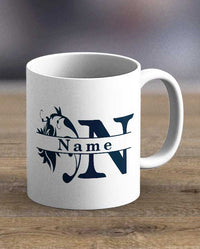 Coffee Mugs & Tea Cups - Monogram With Personalised Initial and Name Print Mug