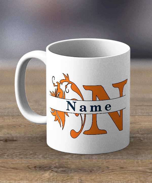 Coffee Mugs & Tea Cups - Monogram With Personalised Initial and Name Print Mug