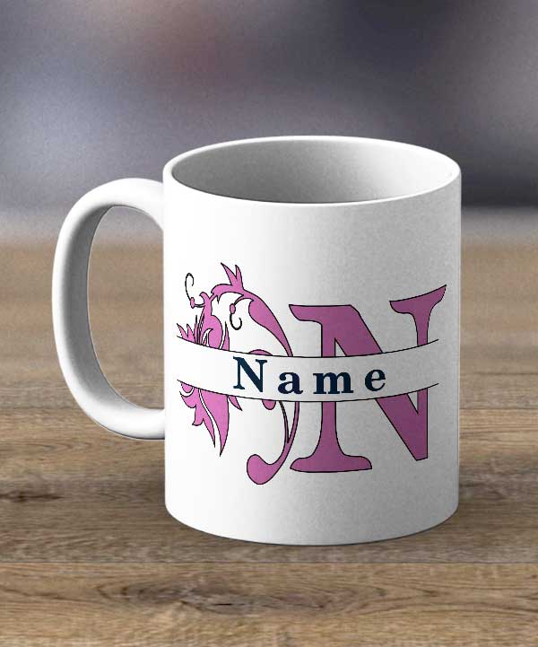 Coffee Mugs & Tea Cups - Monogram With Personalised Initial and Name Print Mug