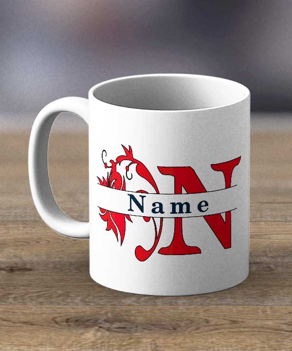 Coffee Mugs & Tea Cups - Monogram With Personalised Initial and Name Print Mug