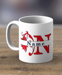 Coffee Mugs & Tea Cups - Monogram With Personalised Initial and Name Print Mug