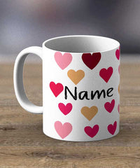 Coffee Mugs & Tea Cups - Personalised Name With Hearts Print Mug