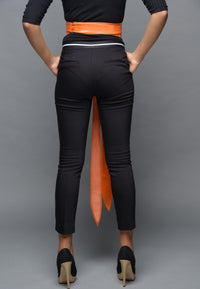 Women's Accessories - Orange Leather Obi Belt