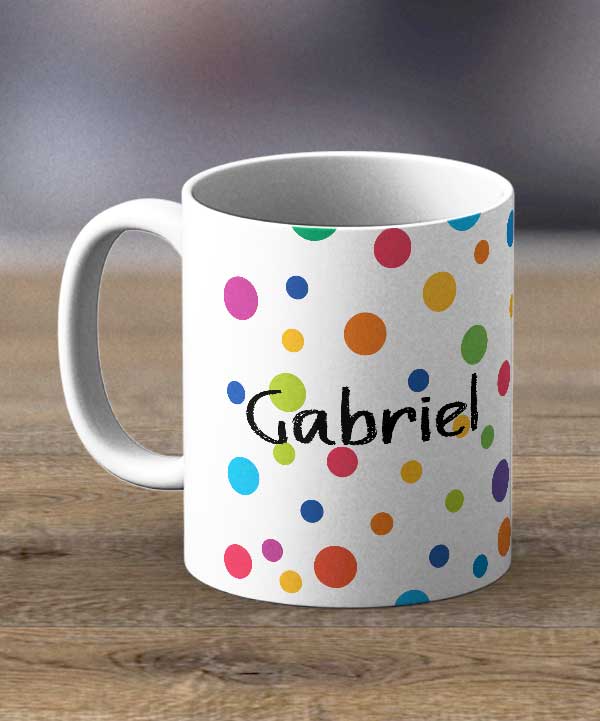 Coffee Mugs & Tea Cups - Personalised Name With Polka Dots Print Mug