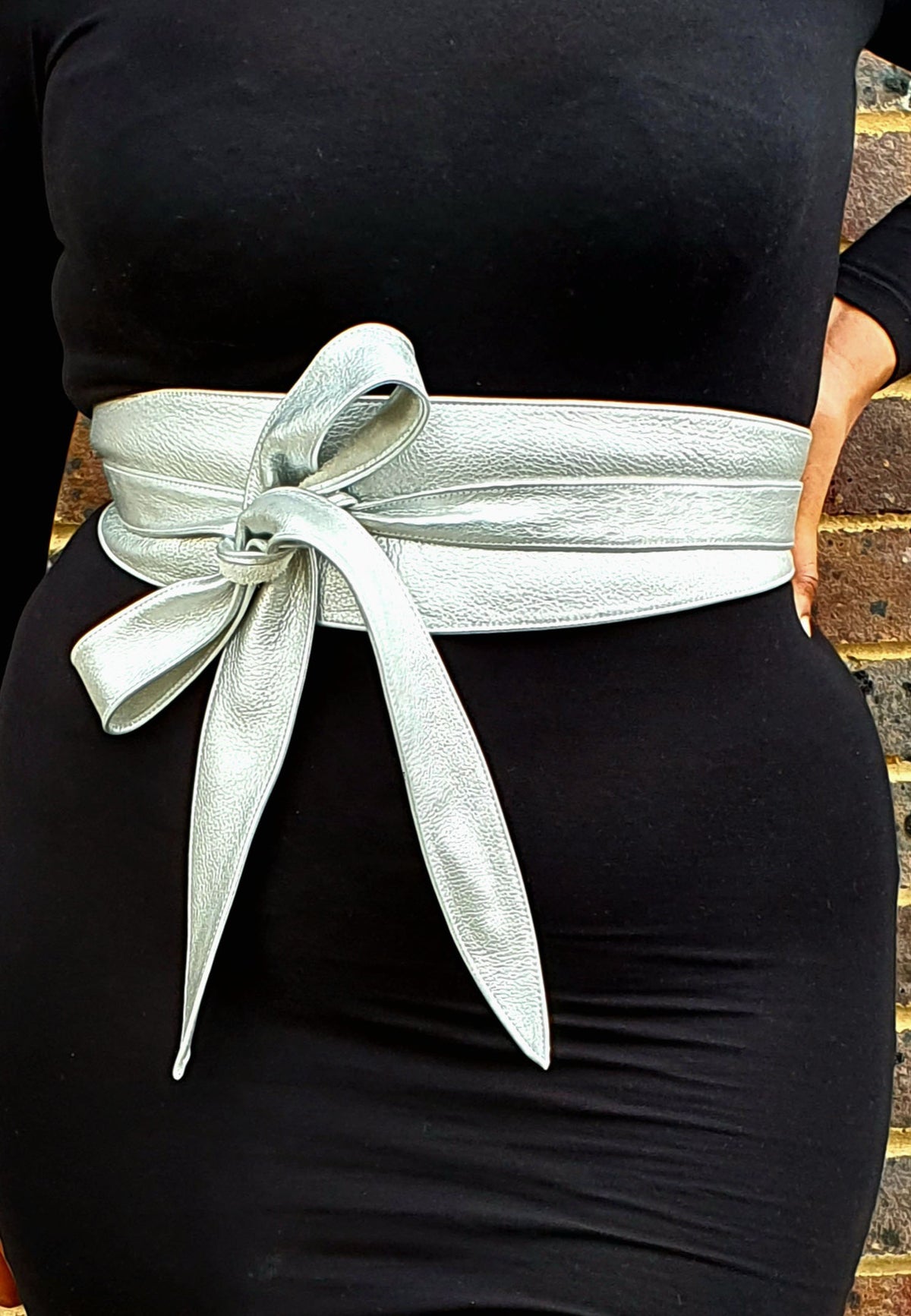 Handmade Leather Obi Belts - Silver Leather Obi Belt