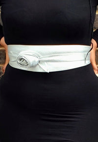 Handmade Leather Obi Belts - Silver Leather Obi Belt