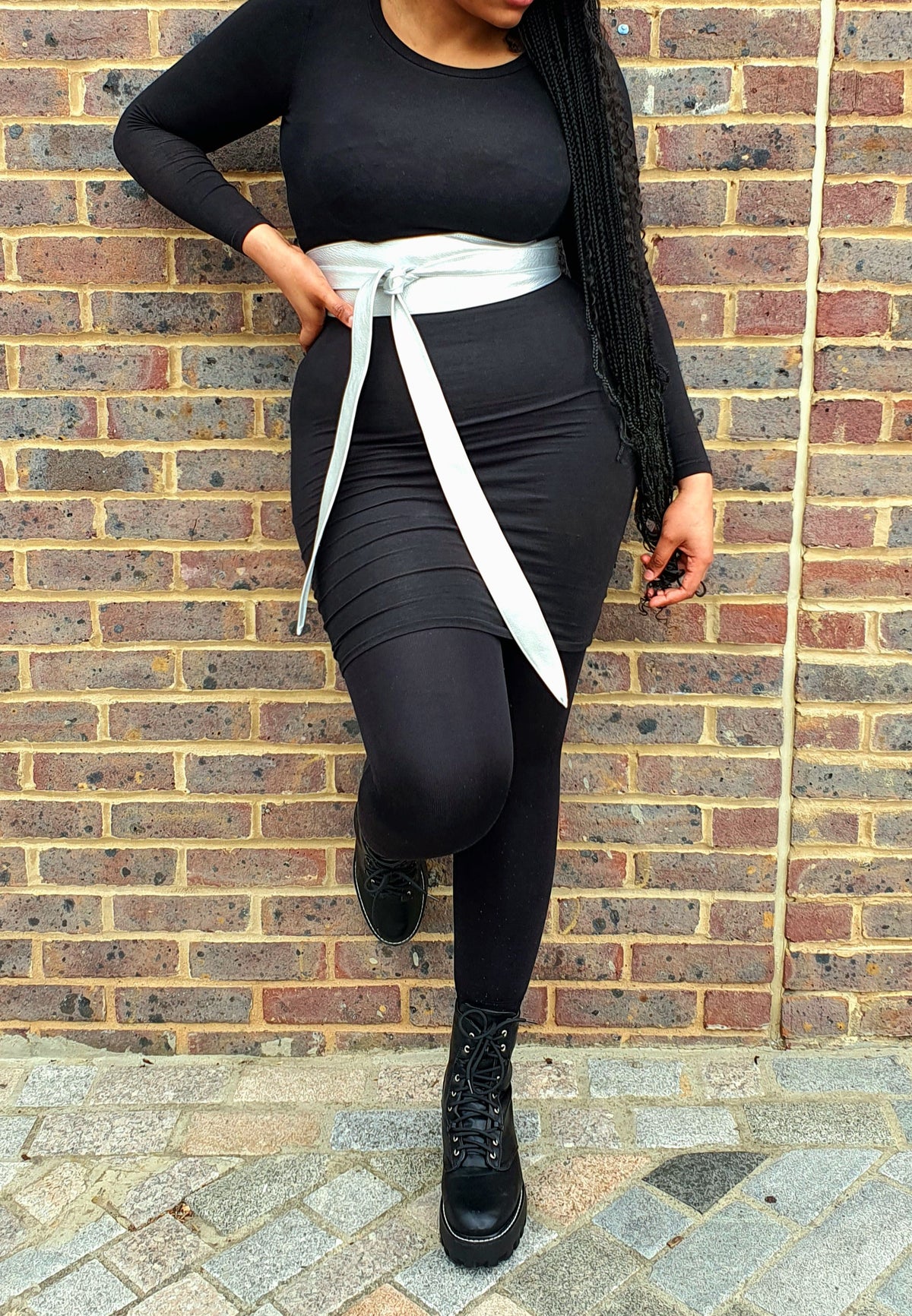 Handmade Leather Obi Belts - Silver Leather Obi Belt