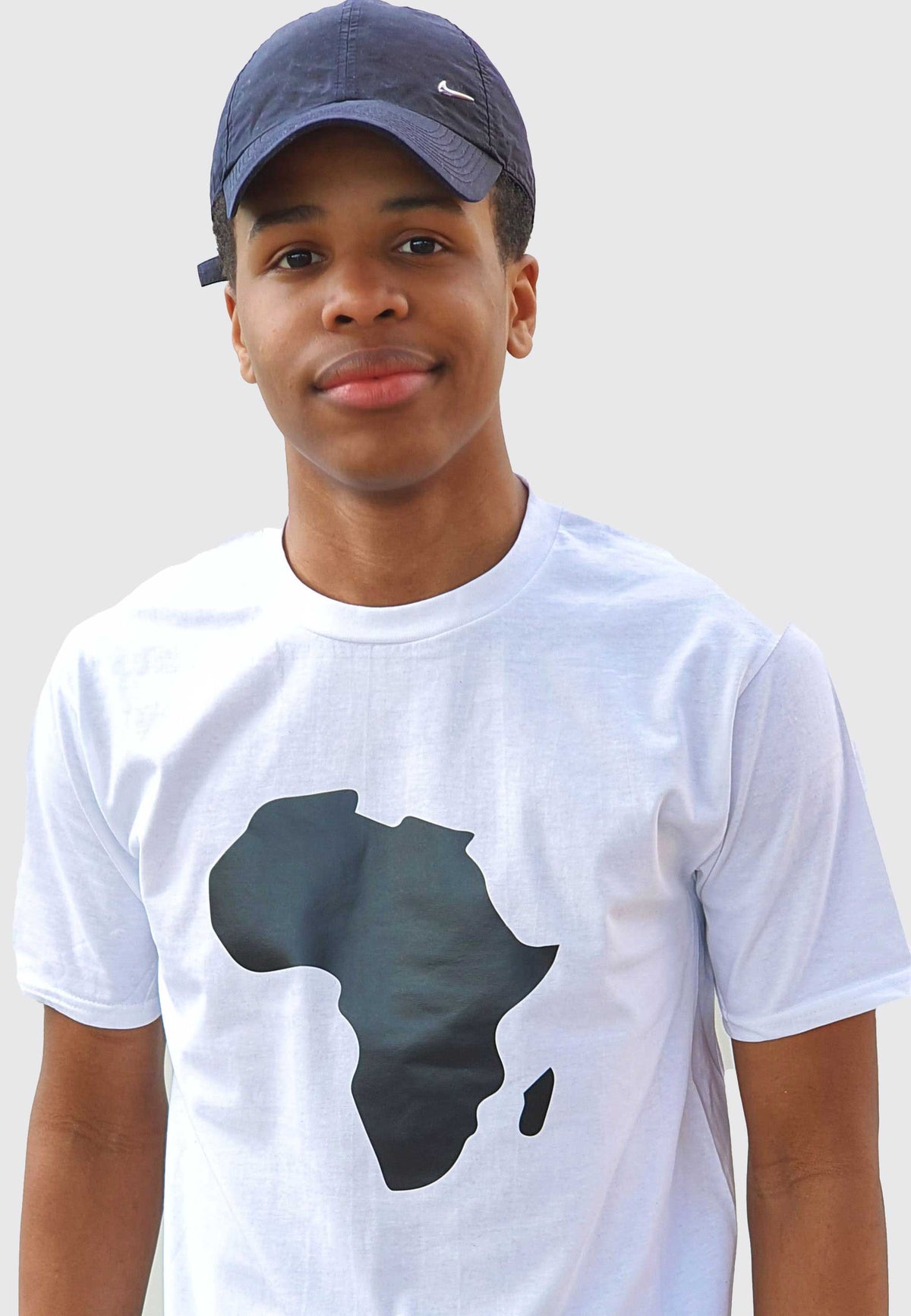 Men's T-Shirt - White T-Shirt with Black Vinyl Africa Map