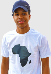 Men's T-Shirt - White T-Shirt with Black Vinyl Africa Map