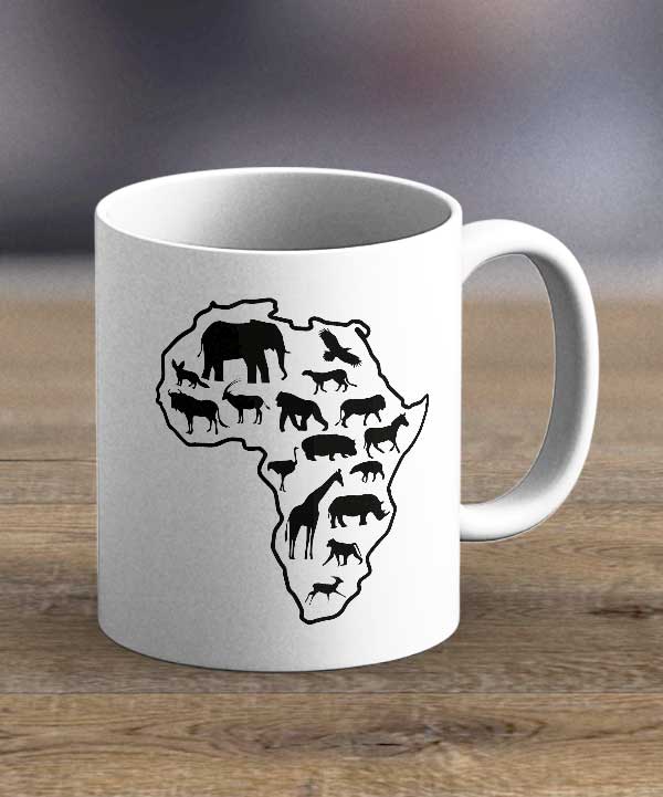 Coffee Cups & Mugs - Africa Map With Animals Print Mug