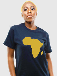Women's T-Shirt - Black T-Shirt with Gold Vinyl Africa Map