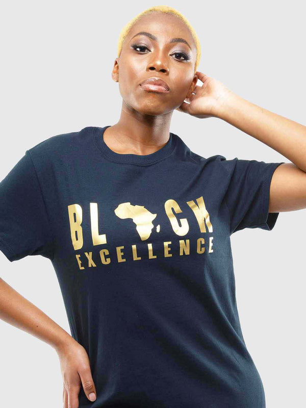 Women's T-Shirt - Black T-Shirt with Gold Vinyl Black Excellence