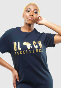 Women's T-Shirt - Black T-Shirt with Gold Vinyl Black Excellence