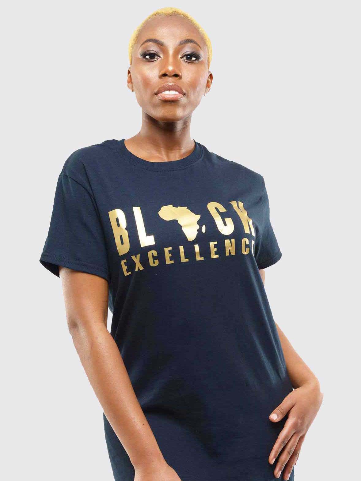 Women's T-Shirt - Black T-Shirt with Gold Vinyl Black Excellence