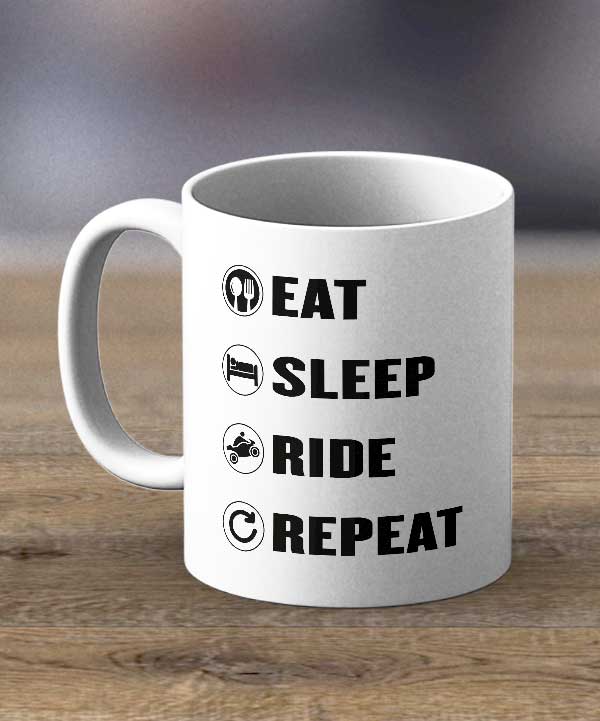 Coffee Cups & Mugs Eat Sleep Ride Repeat Print Mug