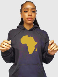 Women's Hoodies - Black Hood with Gold Vinyl Africa Map