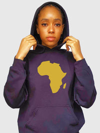 Women's Hoodies - Black Hood with Gold Vinyl Africa Map