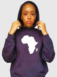 Women's Hoodies - Black Hood with White Vinyl Africa Map