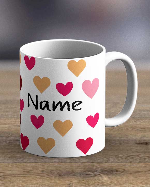 Coffee Mugs & Tea Cups - Personalised Name With Hearts Print Mug
