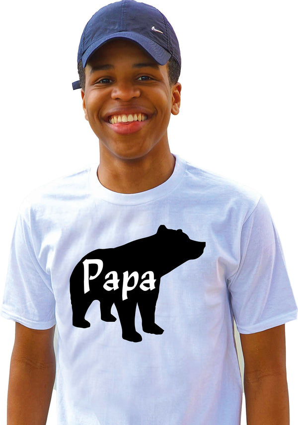 Men's T-Shirt - White T-Shirt with Black Vinyl Papa Bear