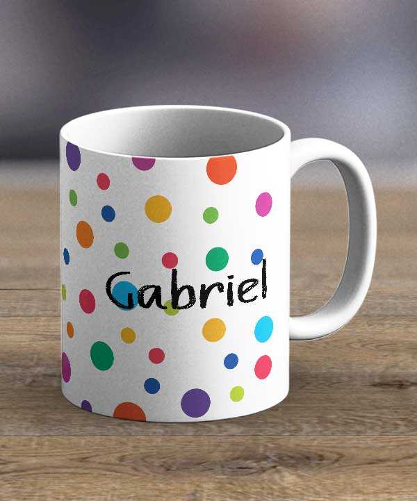Coffee Mugs & Tea Cups - Personalised Name With Polka Dots Print Mug