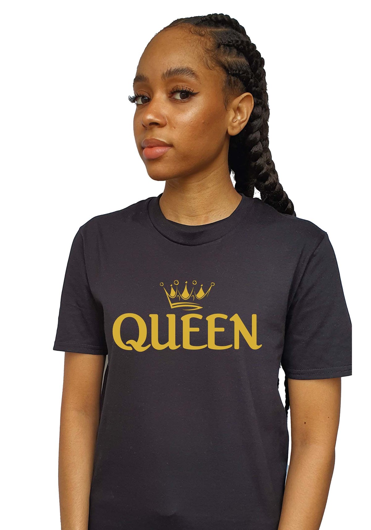 Sammenlignelig vejviser indbildskhed Women's T-Shirts - White and Black T-Shirt with Gold Vinyl Queen – nyagua
