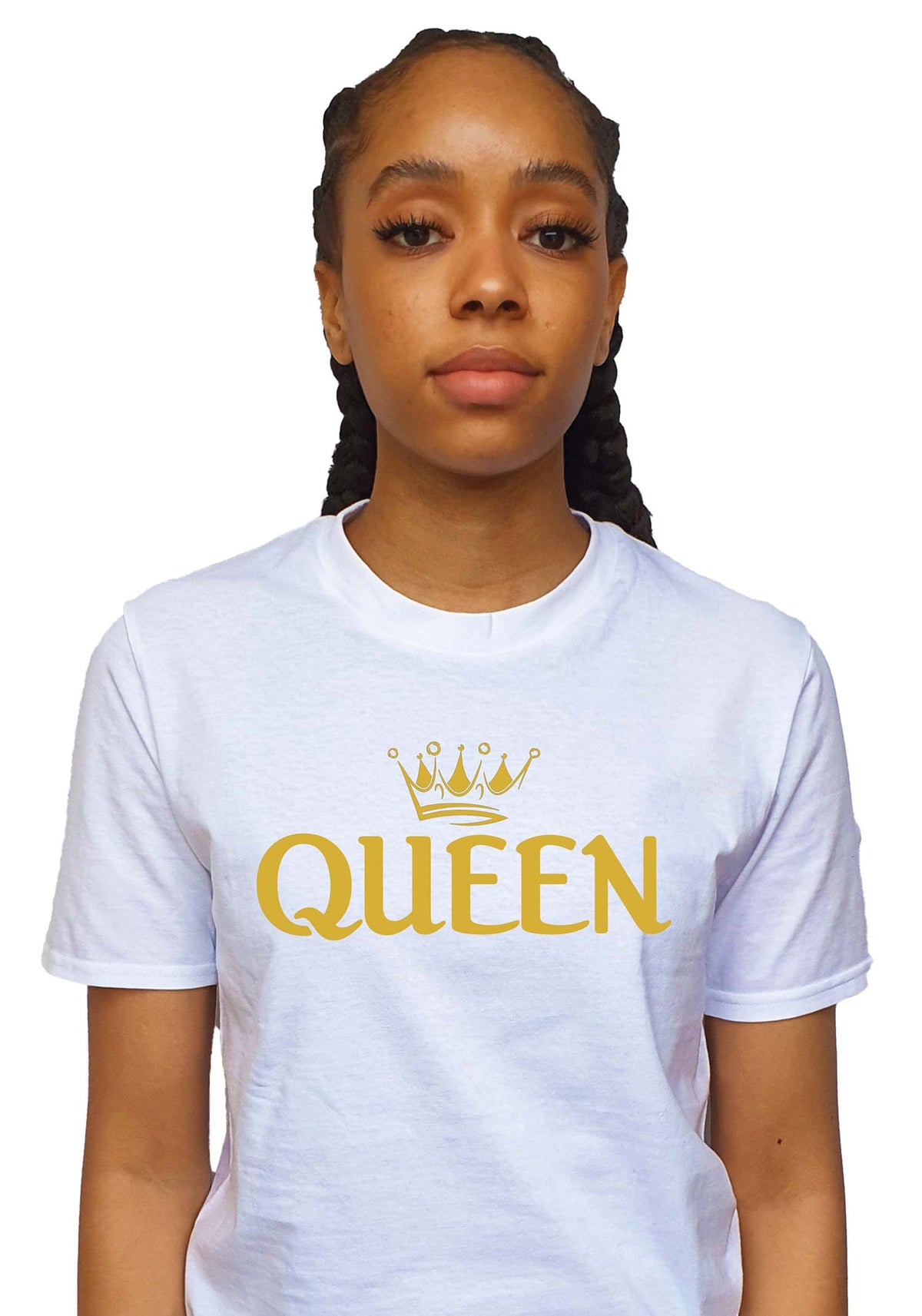Sammenlignelig vejviser indbildskhed Women's T-Shirts - White and Black T-Shirt with Gold Vinyl Queen – nyagua