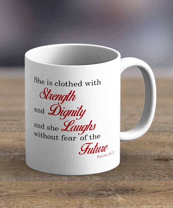 Cups & Mugs - She Is Clothed Print Mug