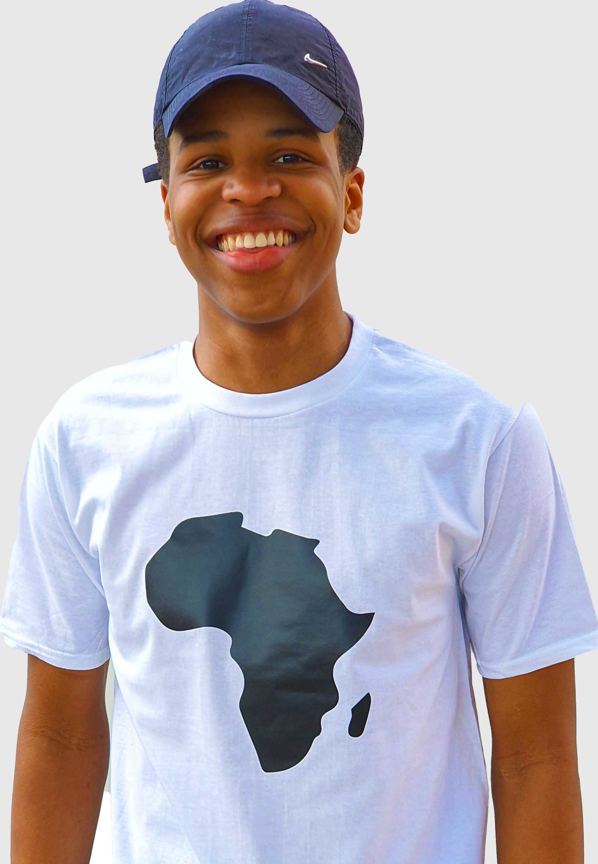Men's T-Shirt - White T-Shirt with Black Vinyl Africa Map