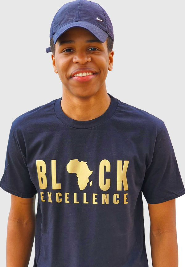 Men's T-Shirt - Black T-Shirt with Gold Vinyl Black Excellence