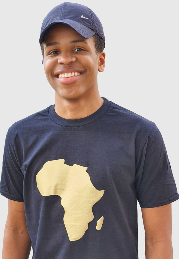 Men's T-Shirt - Black T-Shirt with Gold Vinyl Africa Map