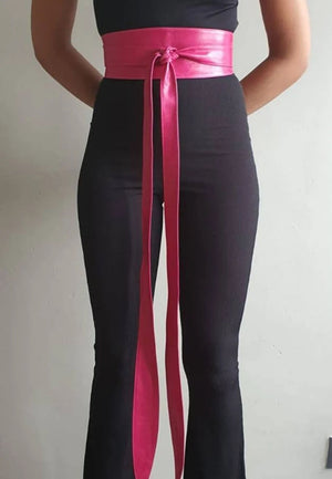 Obi Leather Wrap Belts - Pink Leather Obi Belt