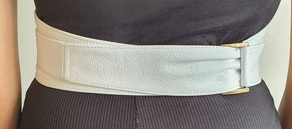 Handmade Leather Obi Belts - White Leather Obi Belt